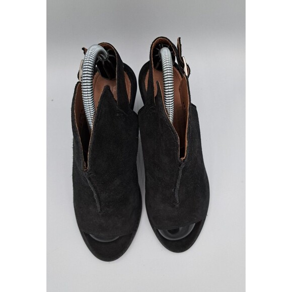 Frye Courtney Black Suede Peep Toe Heeled Booties Women's Size 9B - Picture 6 of 12